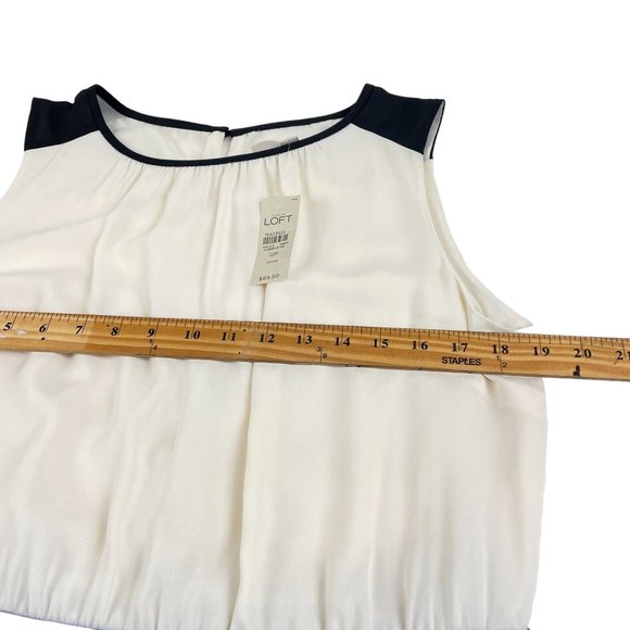 Loft Black White Sheath Dress Knit Bottom Back Zip Sz 12P NWT - Picture 8 of 8